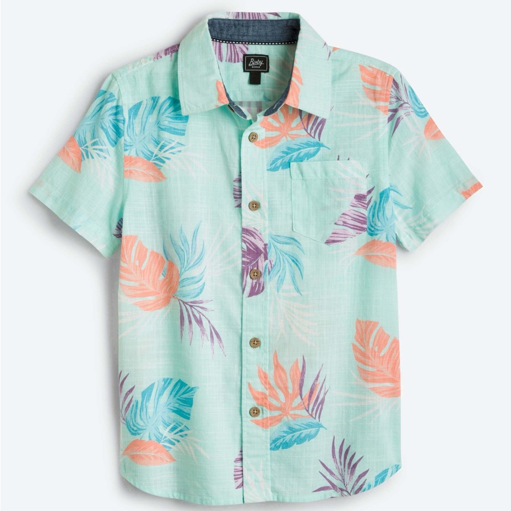 Bixby Nomad boys classic short sleeve hawaiian printed poplin shirt.